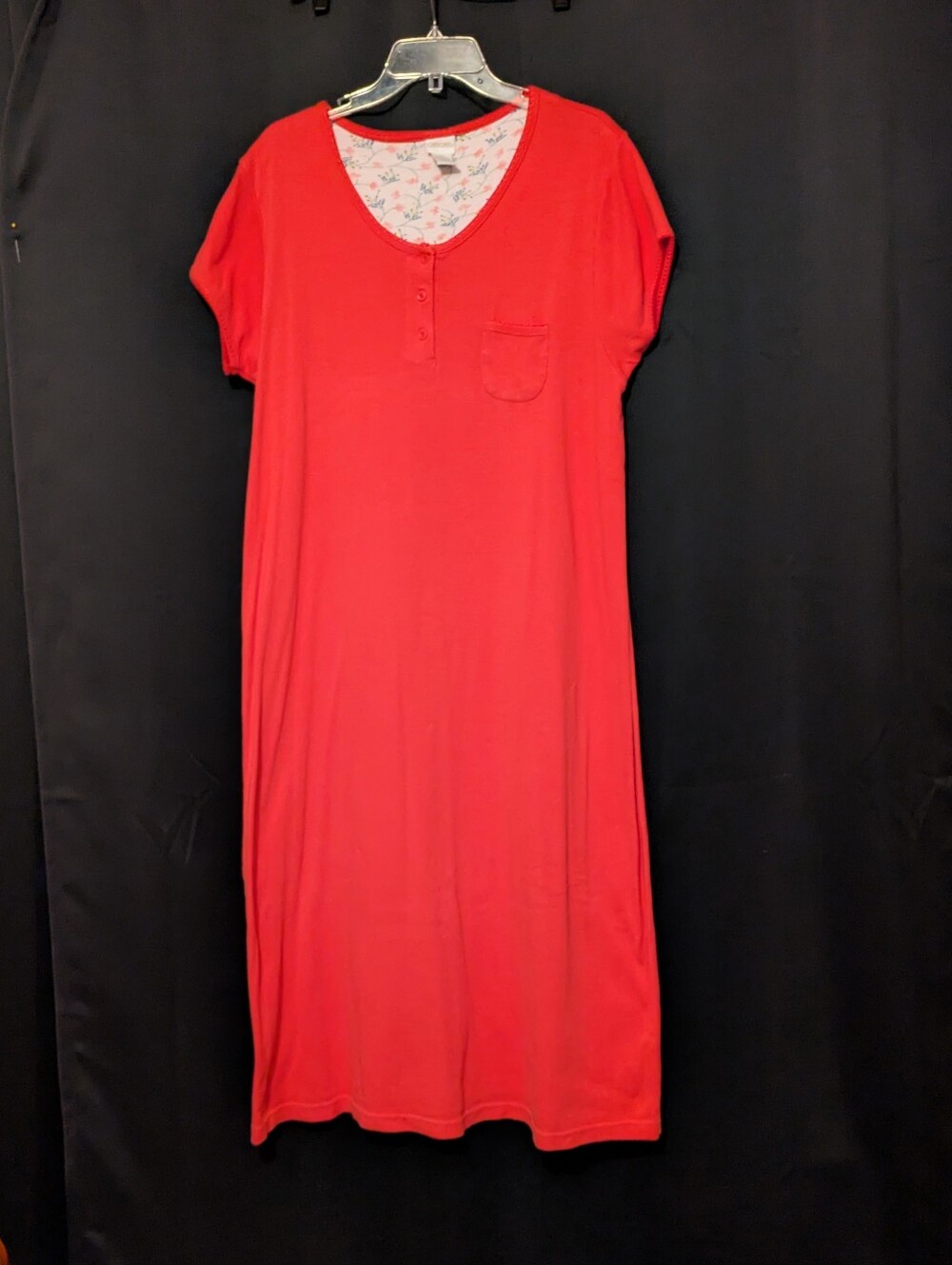 CHEROKEE Red Short Sleeve Nightgown Robe with Left Front Pocket Size XXL